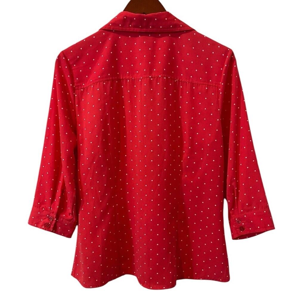 Laura Scott Button Down Shirt Womens PL LP Large Petite Red Polka Dot 3/4 Sleeve - Picture 7 of 7